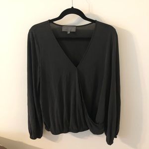 Anthropologie/Sunday in Brooklyn Black Crossover Long Sleeve Top